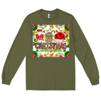 Army Green Christmas Vibes Long Sleeve Tee - CowhideDigitalArt