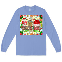 Colony Blue Christmas Vibes Long Sleeve Tee - CowhideDigitalArt