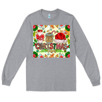 Heather Grey Christmas Vibes Long Sleeve Tee - CowhideDigitalArt