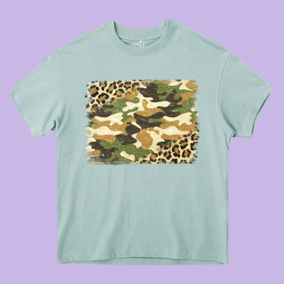 Leopard Camo Pattern Background Heavy Core Tee Designed By Jasminsmagicworld