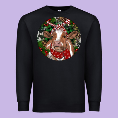 Brown Cow Christmas Premium Sweatshirt Designed By Ranaportraitstore