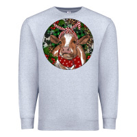 Heather Grey Brown Cow Christmas Premium Sweatshirt - RanaPortraitStore