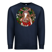 Navy Brown Cow Christmas Premium Sweatshirt - RanaPortraitStore