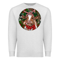 Oatmeal Heather Brown Cow Christmas Premium Sweatshirt - RanaPortraitStore