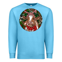 Ocean Blue Brown Cow Christmas Premium Sweatshirt - RanaPortraitStore