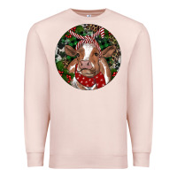Pale Pink Brown Cow Christmas Premium Sweatshirt - RanaPortraitStore