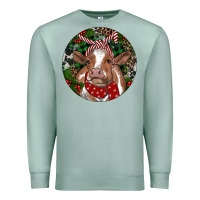 Seafoam Brown Cow Christmas Premium Sweatshirt - RanaPortraitStore