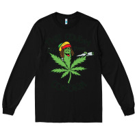 Black Funny Weed Leaf Long Sleeve Tee - linhVisuals