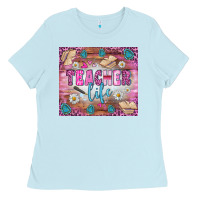 Baby Blue teacher life tumbler Ladies Tee - BundleAndBundleShop