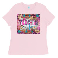 Bubblegum Pink teacher life tumbler Ladies Tee - BundleAndBundleShop