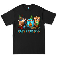 Black Happy Camper Coffee Cups Premium Tee - FaDigitalArtStudio