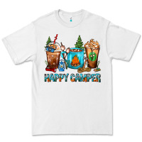White Happy Camper Coffee Cups Premium Tee - FaDigitalArtStudio