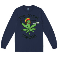 Navy Funny Weed Leaf Long Sleeve Tee - linhVisuals