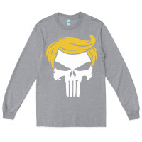 Heather Grey trump skull Long Sleeve Tee - linhVisuals