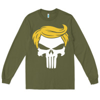 Army Green trump skull Long Sleeve Tee - linhVisuals