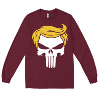 Burgundy trump skull Long Sleeve Tee - linhVisuals