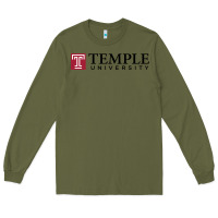 Army Green Temple University Long Sleeve Tee - linhVisuals