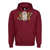 Burgundy pomeranian christmas joy Zipper Hoodie - RanaPortraitStore