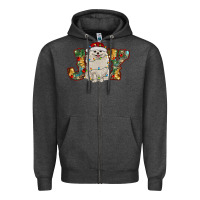 Charcoal Heather pomeranian christmas joy Zipper Hoodie - RanaPortraitStore