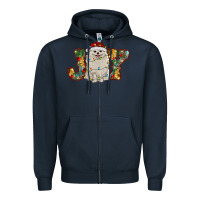 Navy pomeranian christmas joy Zipper Hoodie - RanaPortraitStore