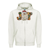 Oatmeal Heather pomeranian christmas joy Zipper Hoodie - RanaPortraitStore