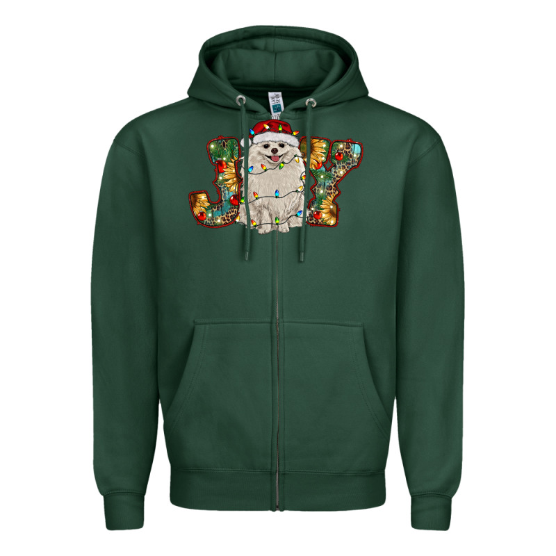 Pomeranian Christmas Joy Zipper Hoodie by RanaPortraitStore | Teevron