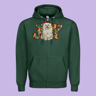 Pomeranian Christmas Joy Zipper Hoodie Designed By Ranaportraitstore