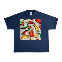 Navy mexican chili and pepper seamless pattern Urban Heavy Tee - BundleAndBundleShop
