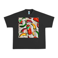 Pigment Black mexican chili and pepper seamless pattern Urban Heavy Tee - BundleAndBundleShop