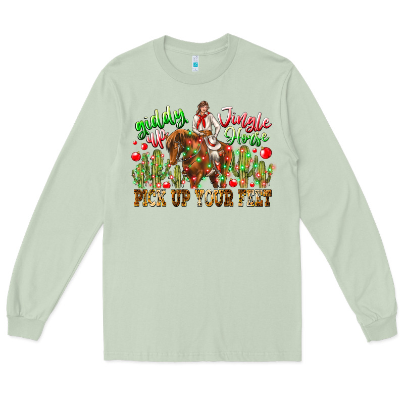 Giddy Up Jingle Horse Pick Up Your Feet Long Sleeve Tee by CowhideDigitalArt | Teevron