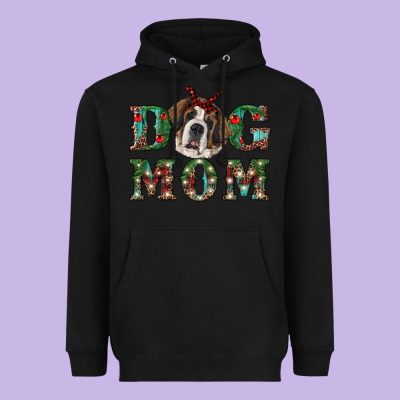 Western Christmas Dog Mom St Bernard Heavyweight Hoodie Designed By Ranaportraitstore
