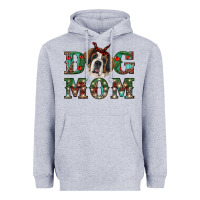 Heather Grey Western Christmas Dog Mom St Bernard Heavyweight Hoodie - RanaPortraitStore