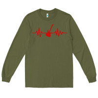 Army Green heartbeat electric guitar Long Sleeve Tee - linhVisuals