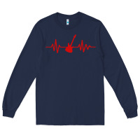 Navy heartbeat electric guitar Long Sleeve Tee - linhVisuals