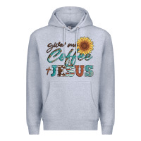 Heather Grey give me coffee and jesus Premium Hoodie - Artiststas