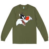 Army Green sylvester  face Long Sleeve Tee - linhVisuals