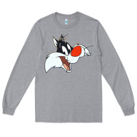 Heather Grey sylvester  face Long Sleeve Tee - linhVisuals