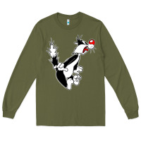 Army Green sylvester cat Long Sleeve Tee - linhVisuals