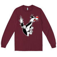 Burgundy sylvester cat Long Sleeve Tee - linhVisuals