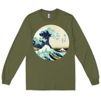 Army Green great wave Long Sleeve Tee - linhVisuals