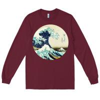 Burgundy great wave Long Sleeve Tee - linhVisuals