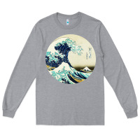 Heather Grey great wave Long Sleeve Tee - linhVisuals