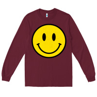 Burgundy vintage retro happy smiley face 80's 90's aesthetic sweatshirt Long Sleeve Tee - linhVisuals