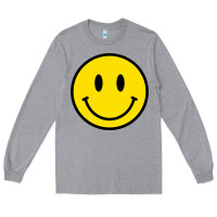 Heather Grey vintage retro happy smiley face 80's 90's aesthetic sweatshirt Long Sleeve Tee - linhVisuals
