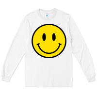 White vintage retro happy smiley face 80's 90's aesthetic sweatshirt Long Sleeve Tee - linhVisuals