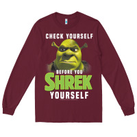 Burgundy sh.rek check yourself before you sh.rek yourself t shirt Long Sleeve Tee - linhVisuals
