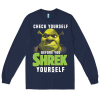 Navy sh.rek check yourself before you sh.rek yourself t shirt Long Sleeve Tee - linhVisuals