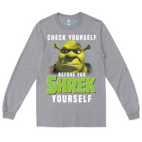 Heather Grey sh.rek check yourself before you sh.rek yourself t shirt Long Sleeve Tee - linhVisuals