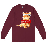 Burgundy hug life kitty cat Long Sleeve Tee - linhVisuals