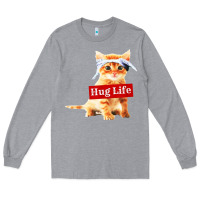 Heather Grey hug life kitty cat Long Sleeve Tee - linhVisuals